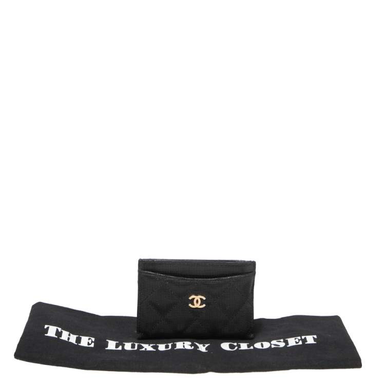 Pre Owned Chanel Black Quilted Leather CC Card Holder