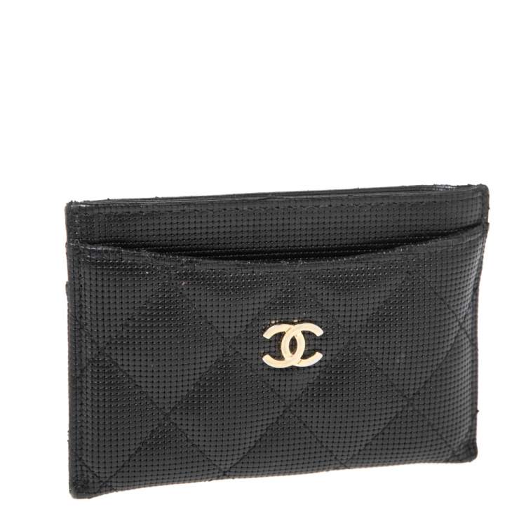 Pre Owned Chanel Black Quilted Leather CC Card Holder