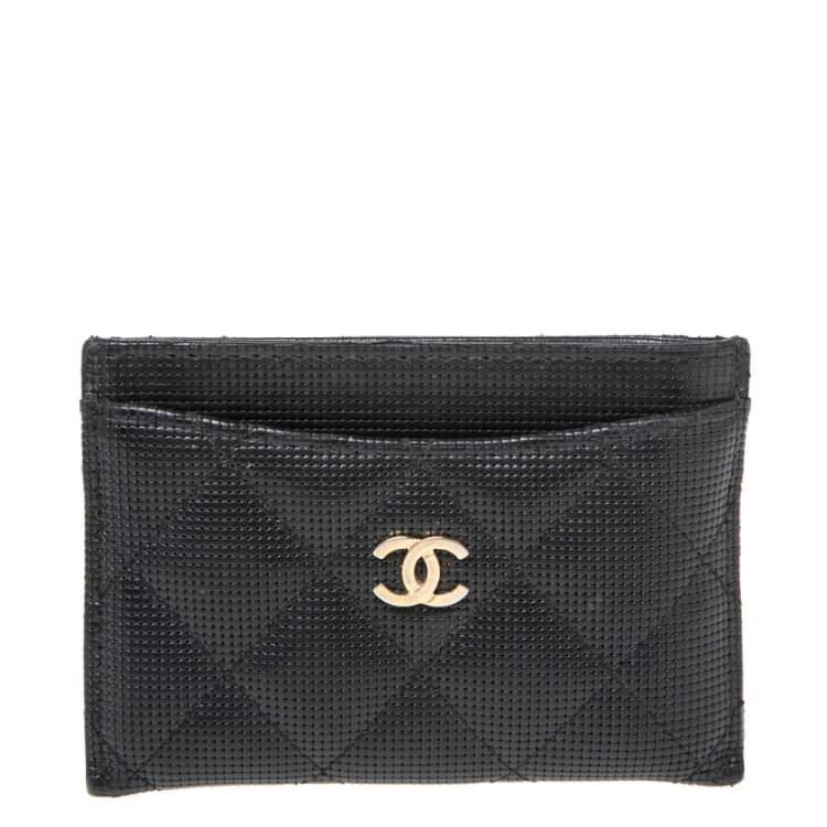 Pre Owned Chanel Black Quilted Leather CC Card Holder