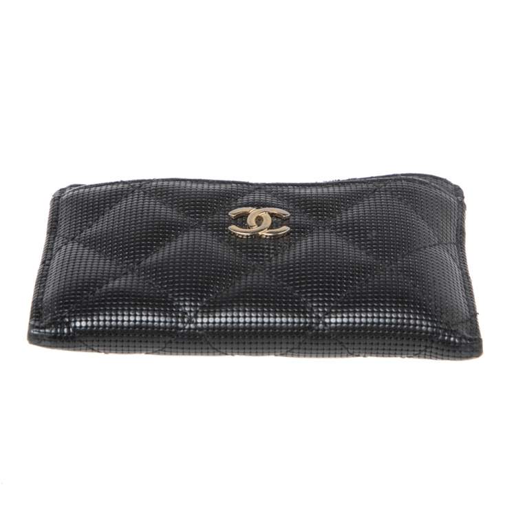 Pre Owned Chanel Black Quilted Leather CC Card Holder