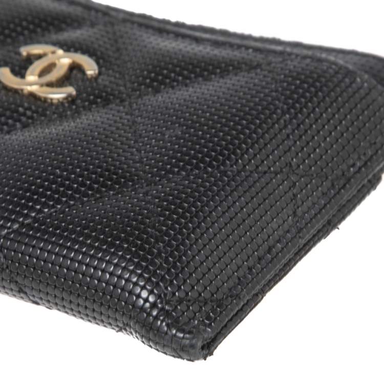 Pre Owned Chanel Black Quilted Leather CC Card Holder