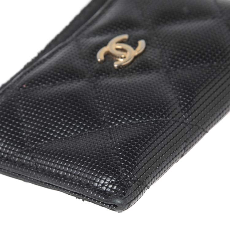 Pre Owned Chanel Black Quilted Leather CC Card Holder