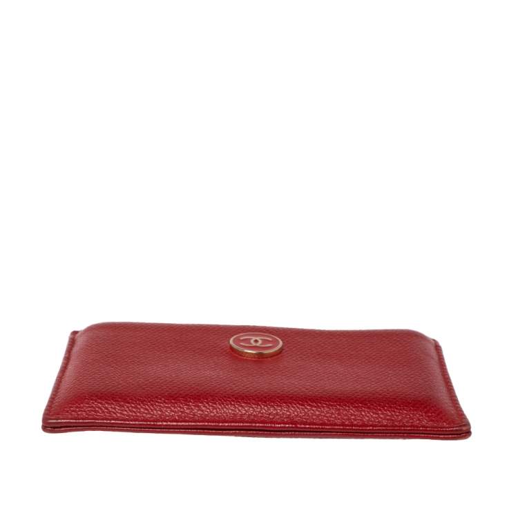Pre Owned Chanel Red Leather CC  Card Holder