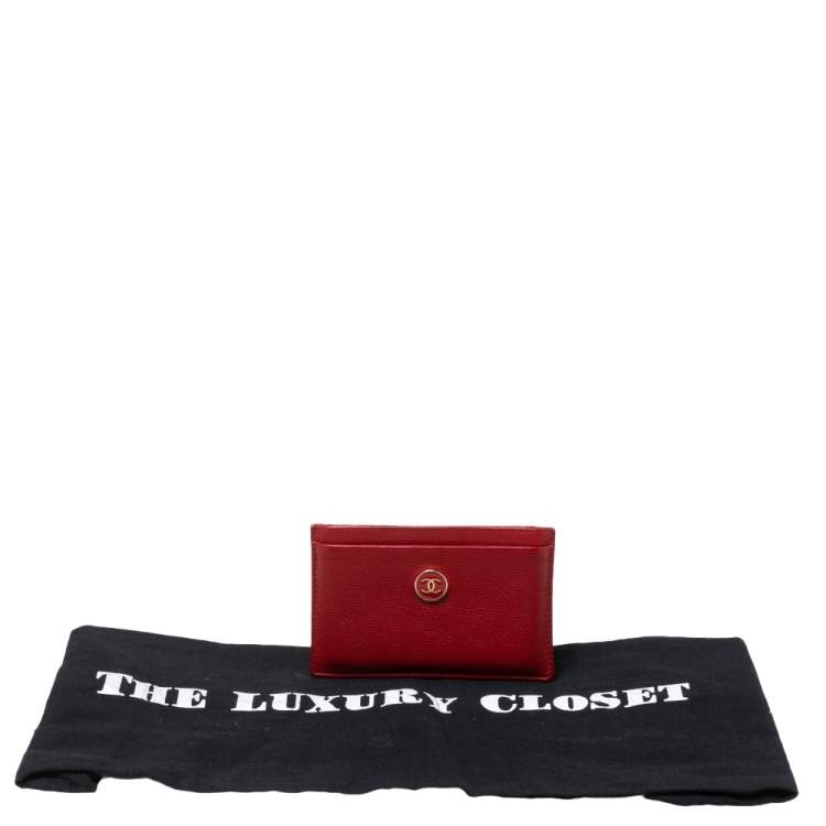Pre Owned Chanel Red Leather CC  Card Holder