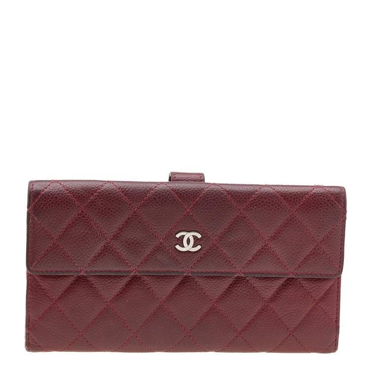 Chanel Dark Red Quilted Caviar Leather French Flap Long Wallet Chanel | The  Luxury Closet