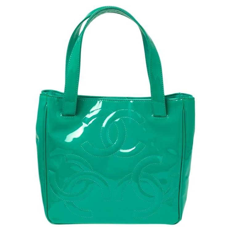 Chanel Green Patent Leather Vintage Triple CC Tote Bag Chanel | The ...