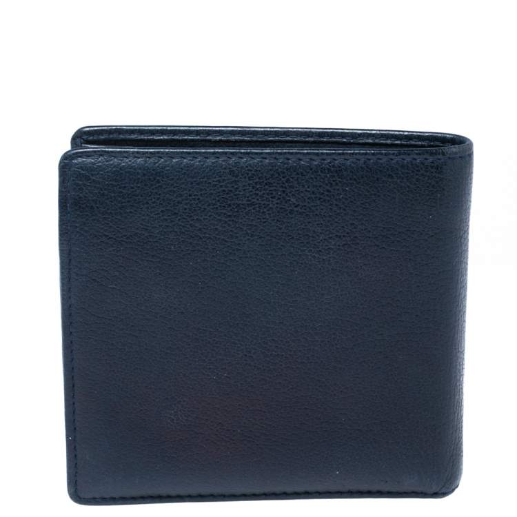 Pre Owned Chanel Dark Blue Leather CC Camellia Bifold Wallet