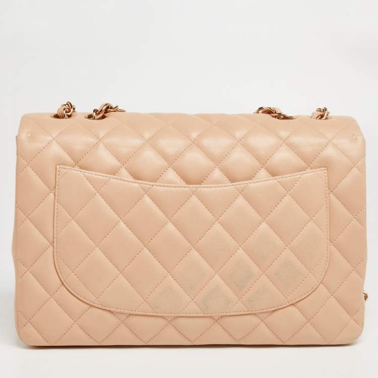 مملوكة مسبقًا Chanel Beige Quilted Leather Jumbo Classic Single Flap Bag