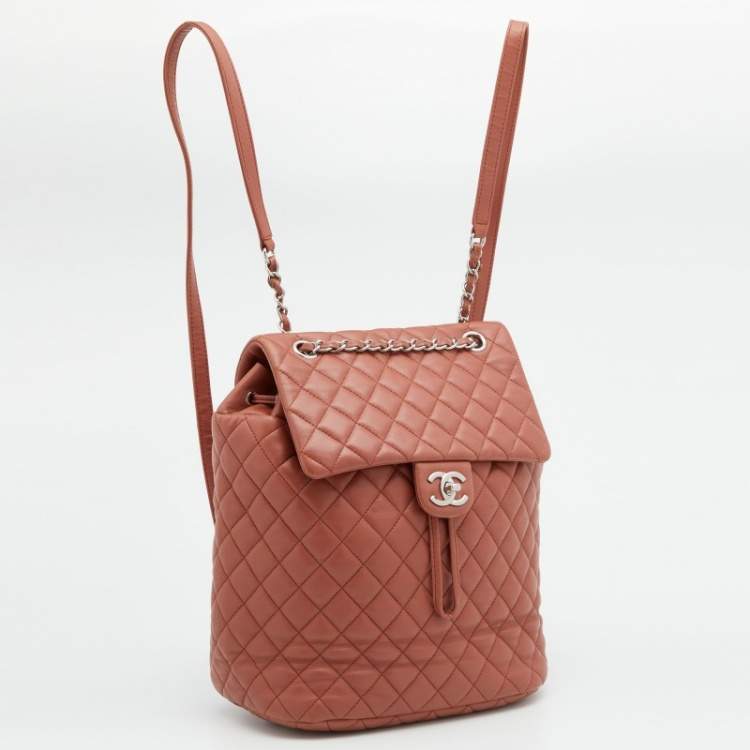 Pre Owned Chanel Rust Brown Quilted Leather Large Urban Spirit Backpack