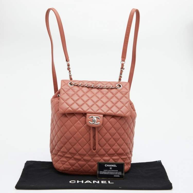 Pre Owned Chanel Rust Brown Quilted Leather Large Urban Spirit Backpack