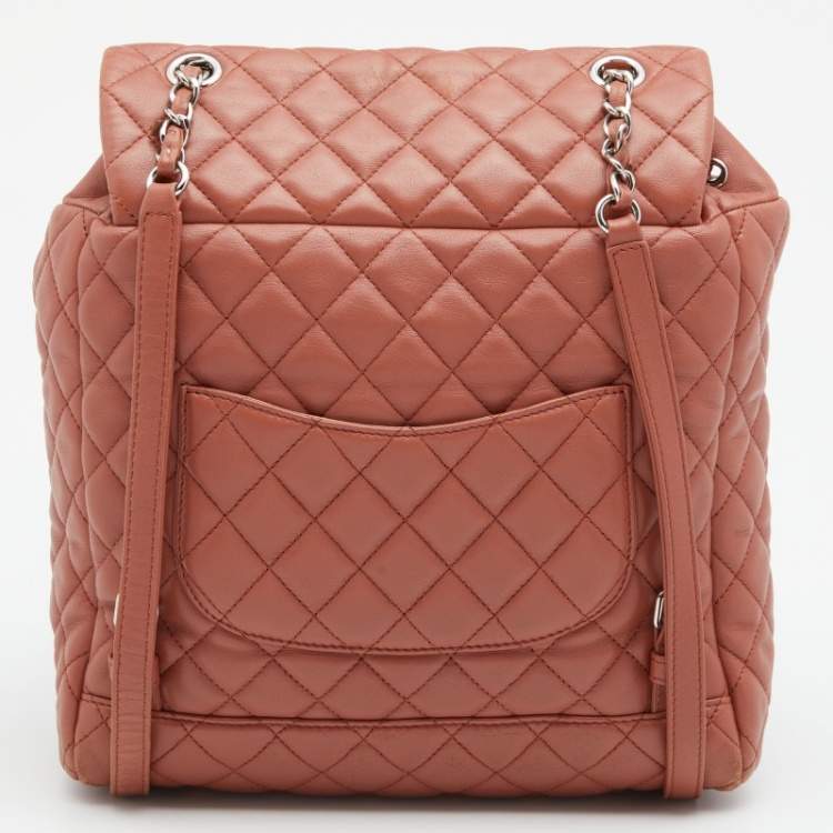 Pre Owned Chanel Rust Brown Quilted Leather Large Urban Spirit Backpack