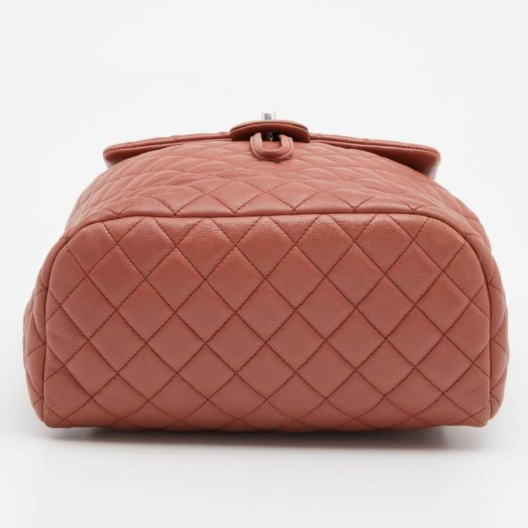 Pre Owned Chanel Rust Brown Quilted Leather Large Urban Spirit Backpack