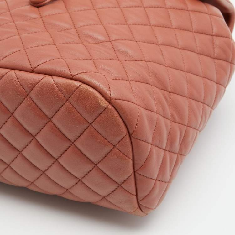 Pre Owned Chanel Rust Brown Quilted Leather Large Urban Spirit Backpack