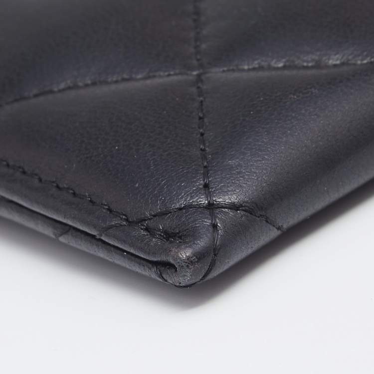 Pre Owned Chanel Black Quilted Leather CC Card Holder