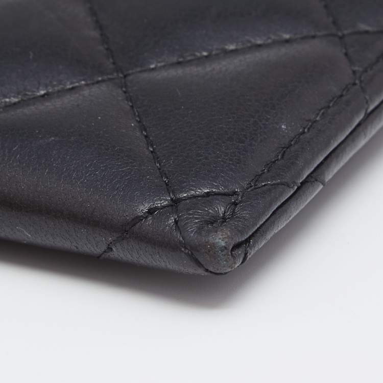 Pre Owned Chanel Black Quilted Leather CC Card Holder