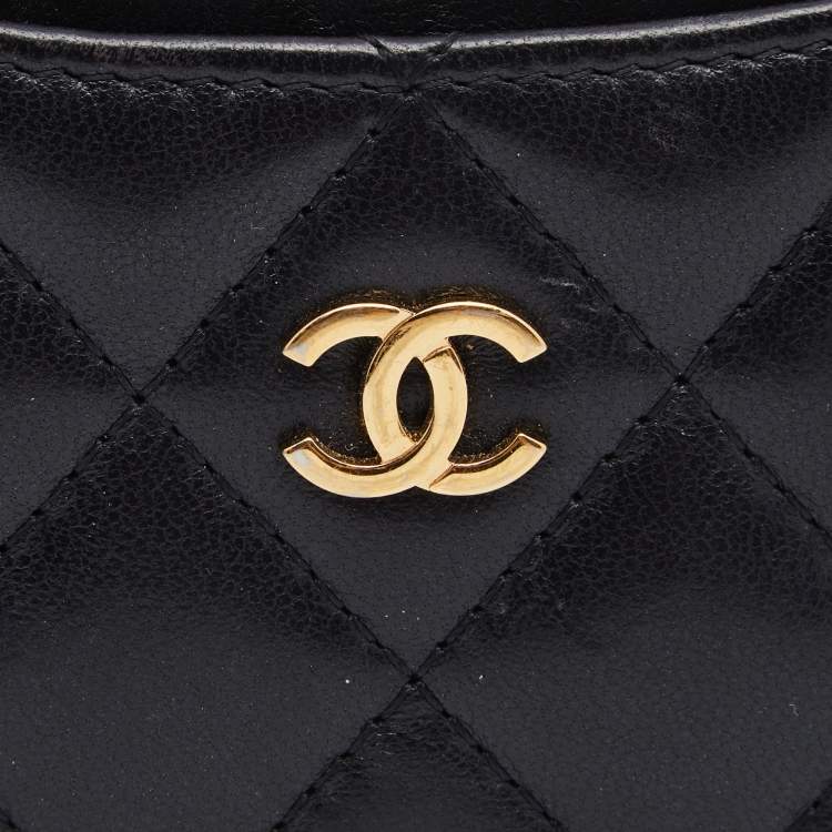Pre Owned Chanel Black Quilted Leather CC Card Holder