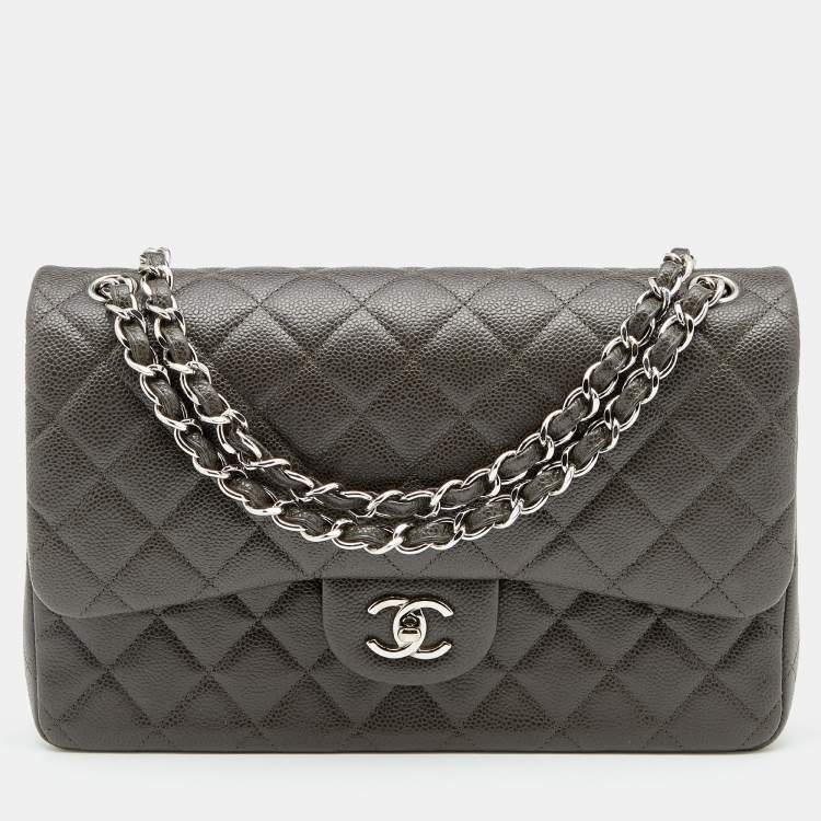 Chanel Dark Grey Quilted Caviar Leather Jumbo Classic Double Flap Bag  Chanel | The Luxury Closet