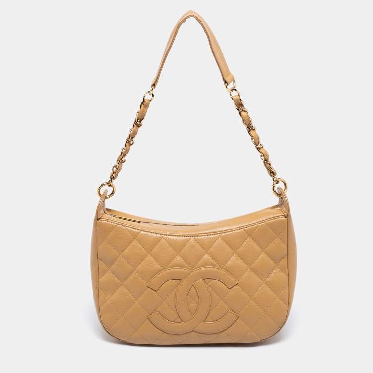 Chanel Beige Quilted Caviar Leather Vintage CC Timeless Shoulder Bag Chanel  | The Luxury Closet