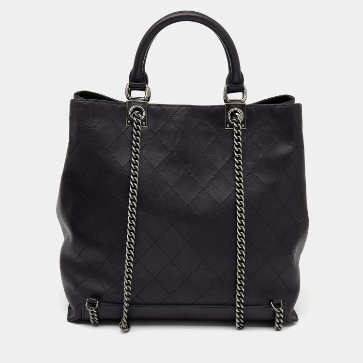 Pre Owned Chanel Black Diamond Stitch Leather Large Urban Luxury Backpack