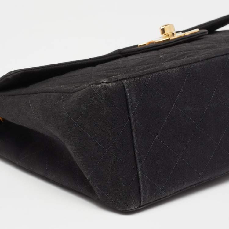 Pre Owned Chanel Black Quilted Fabric Vintage Maxi Classic Single Flap Bag