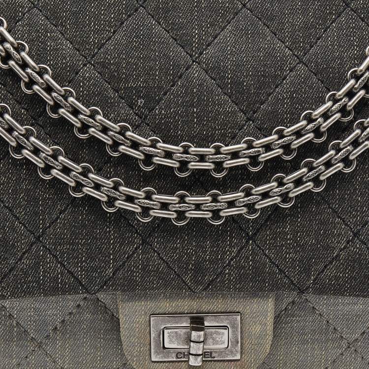 Pre Owned Chanel Tricolor Denim Reissue 2.55 Classic 226 Flap Bag