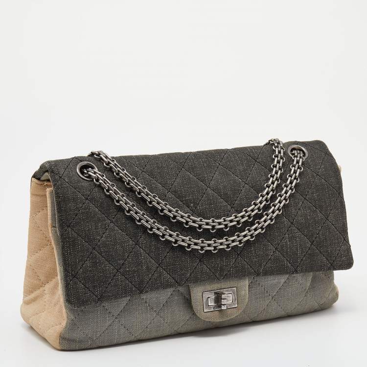 Pre Owned Chanel Tricolor Denim Reissue 2.55 Classic 226 Flap Bag