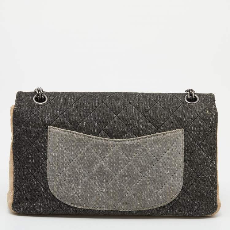 Pre Owned Chanel Tricolor Denim Reissue 2.55 Classic 226 Flap Bag