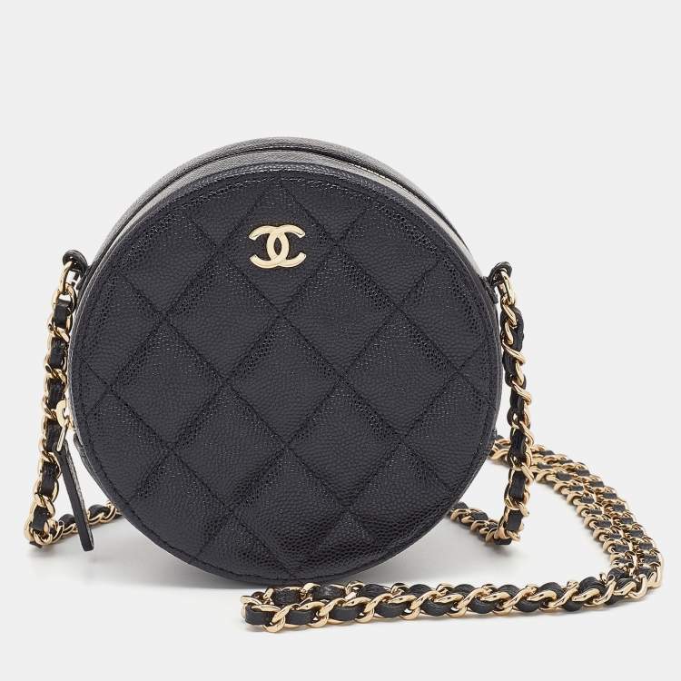 Chanel Black Quilted Caviar Leather Round Crossbody Bag Chanel | The Luxury  Closet
