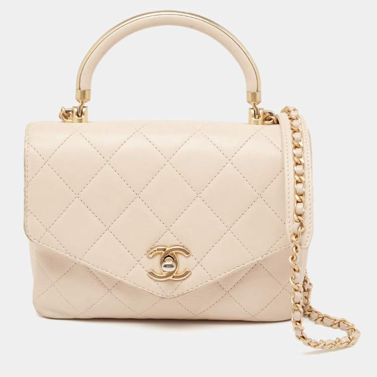 Chanel Beige Quilted Leather Small Gold Metal Top Handle Bag Chanel | The  Luxury Closet