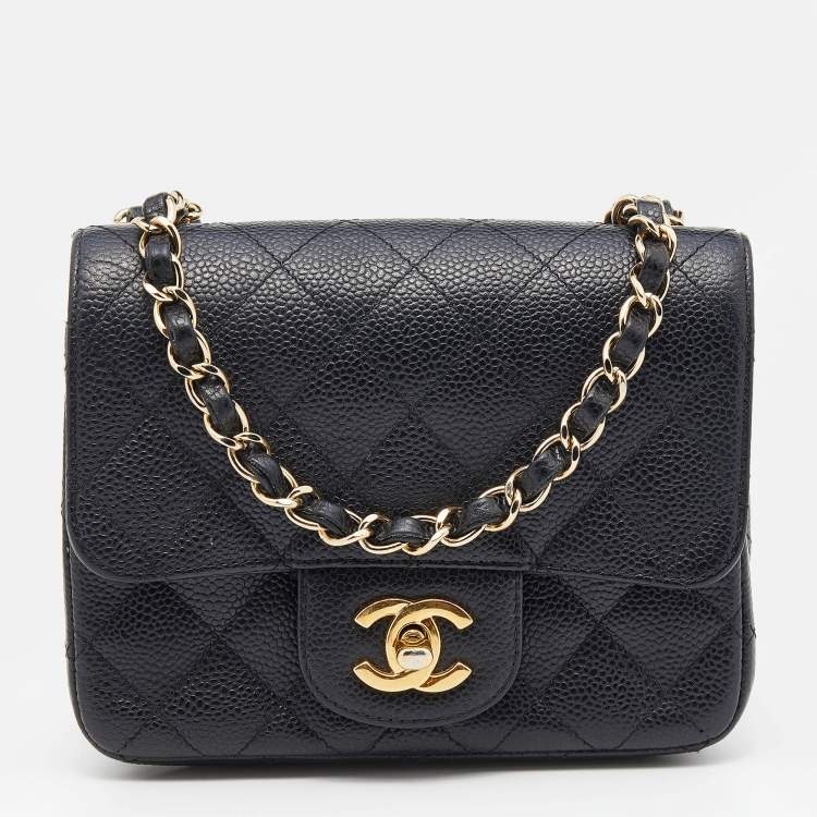 Chanel Black Quilted Caviar Leather Classic Mini Square Flap Bag Chanel |  The Luxury Closet