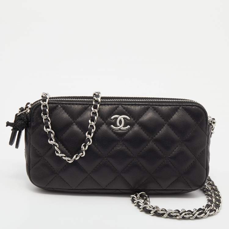 Chanel Black Quilted Leather CC Double Zip Clutch Chain Bag Chanel | The  Luxury Closet