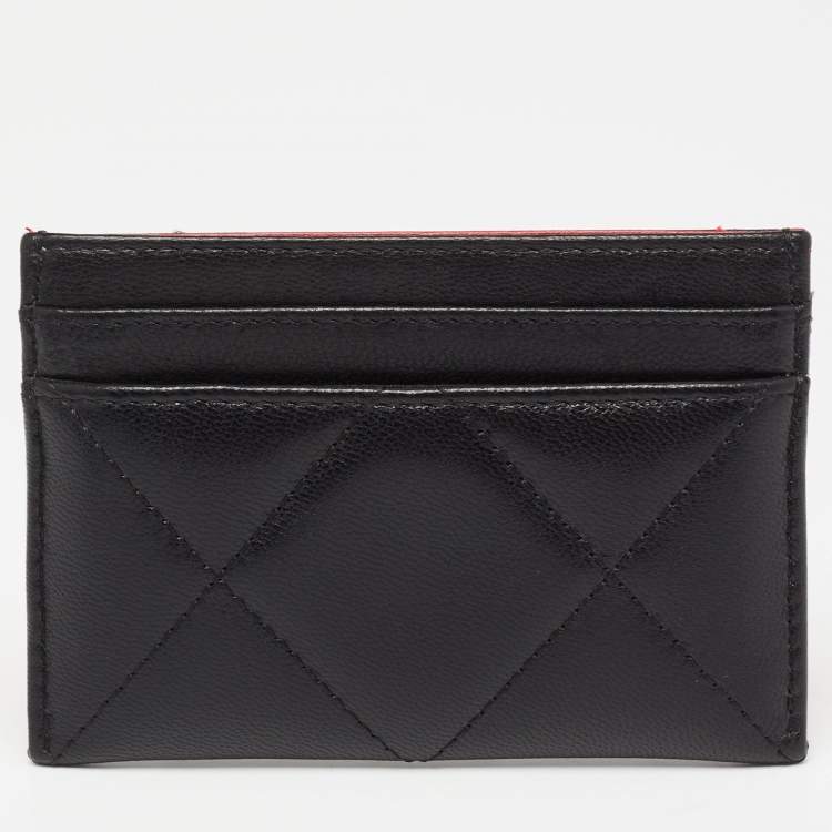 Pre Owned Chanel Black Quilted Leather Chanel 19 Card Holder
