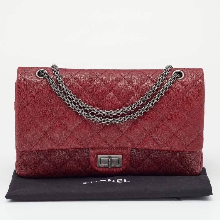 Pre Owned Chanel Red Quilted Caviar Leather 227 Reissue 2.55 Flap Bag