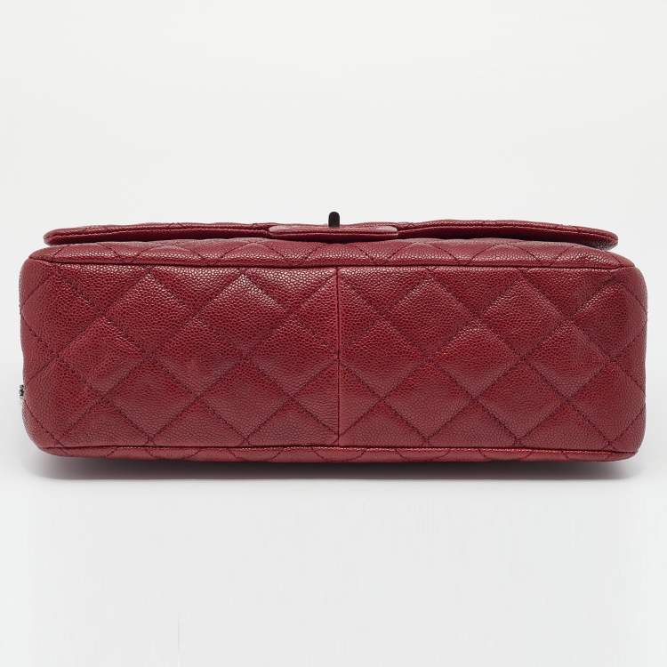 Pre Owned Chanel Red Quilted Caviar Leather 227 Reissue 2.55 Flap Bag
