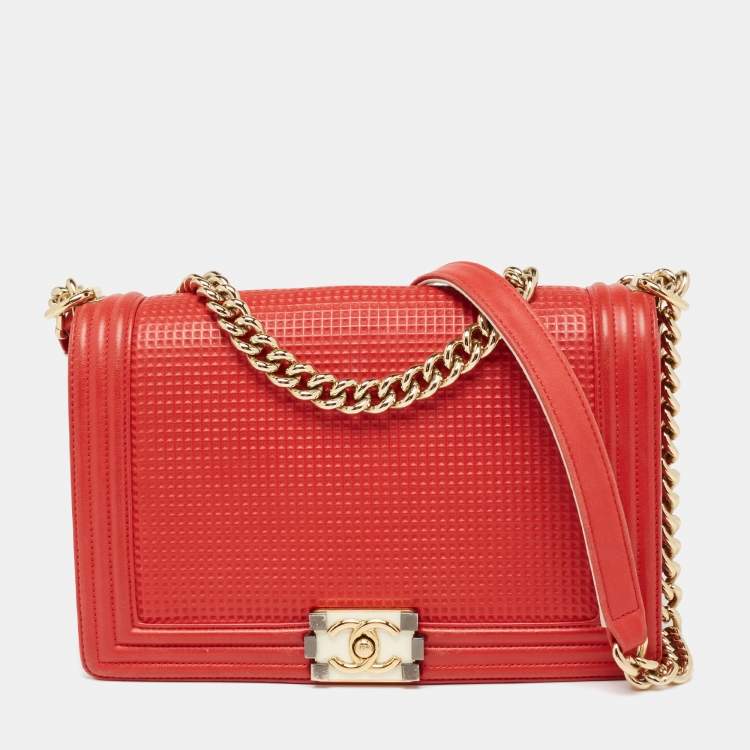 Chanel Red Cube Embossed Leather New Medium Boy Flap Bag Chanel | The  Luxury Closet