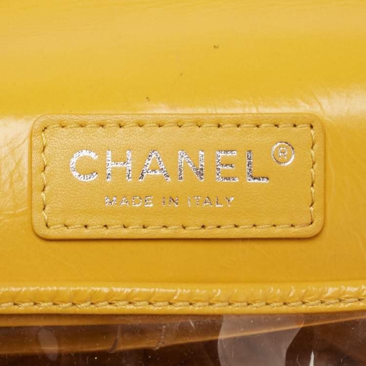 Pre Owned Chanel Yellow Quilted Leather and PVC Aquarium Backpack