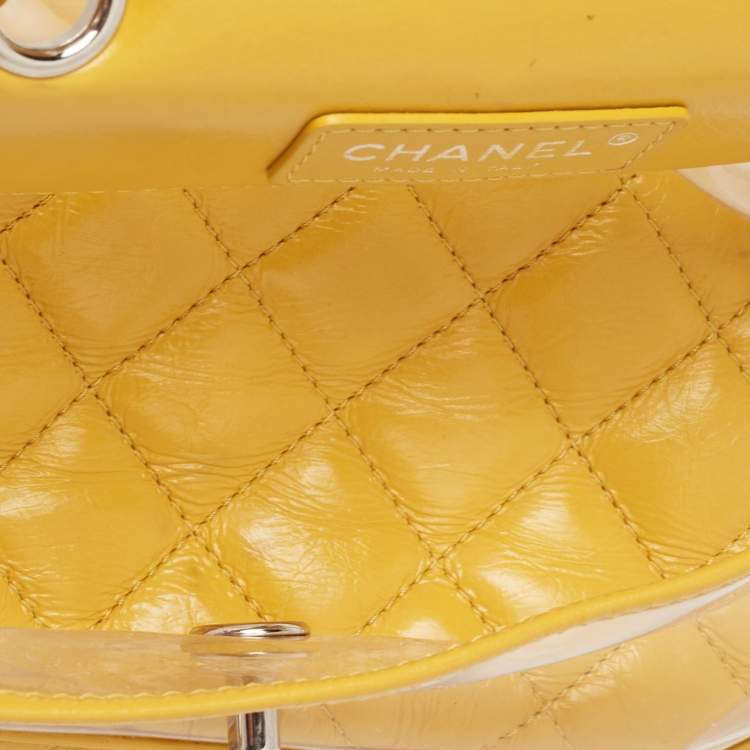 Pre Owned Chanel Yellow Quilted Leather and PVC Aquarium Backpack