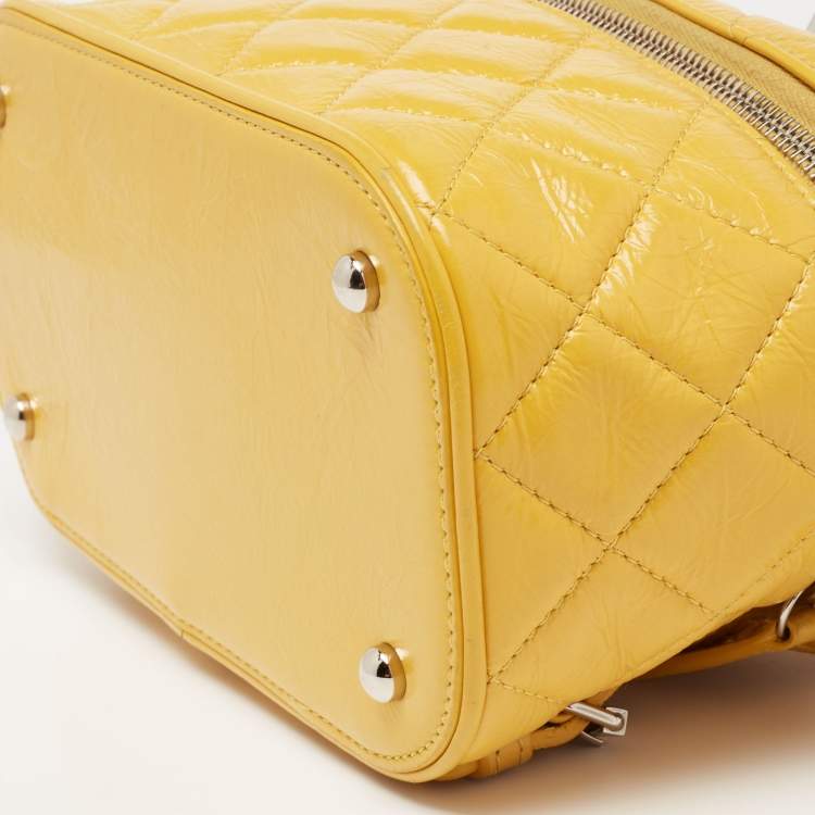 Pre Owned Chanel Yellow Quilted Leather and PVC Aquarium Backpack