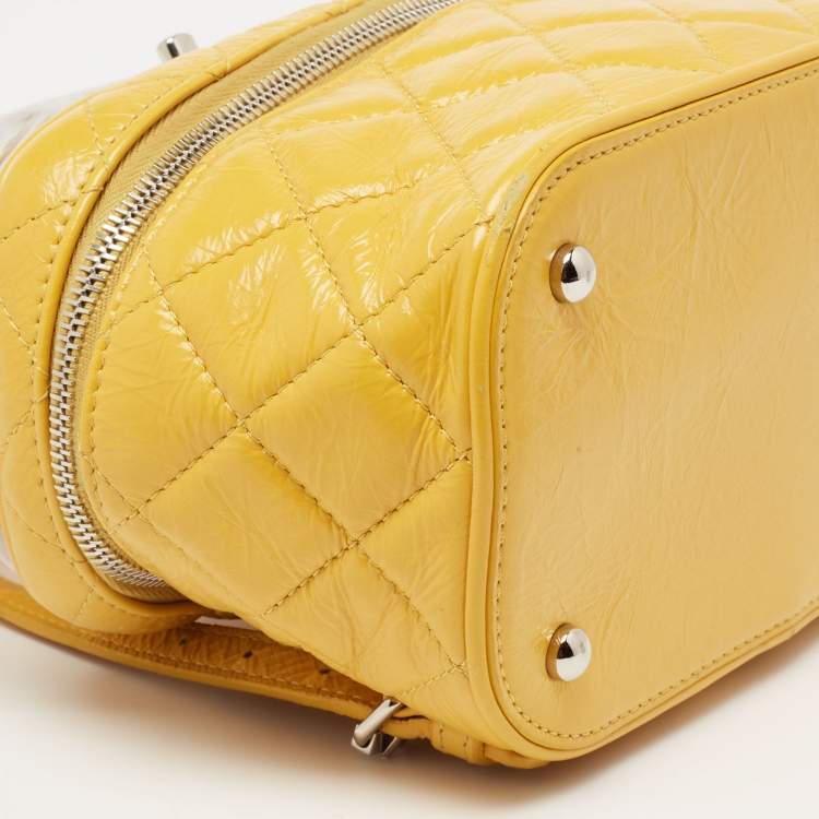 Pre Owned Chanel Yellow Quilted Leather and PVC Aquarium Backpack