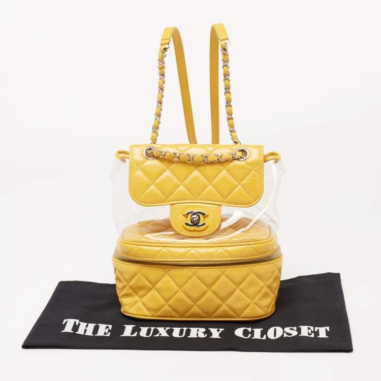 Pre Owned Chanel Yellow Quilted Leather and PVC Aquarium Backpack