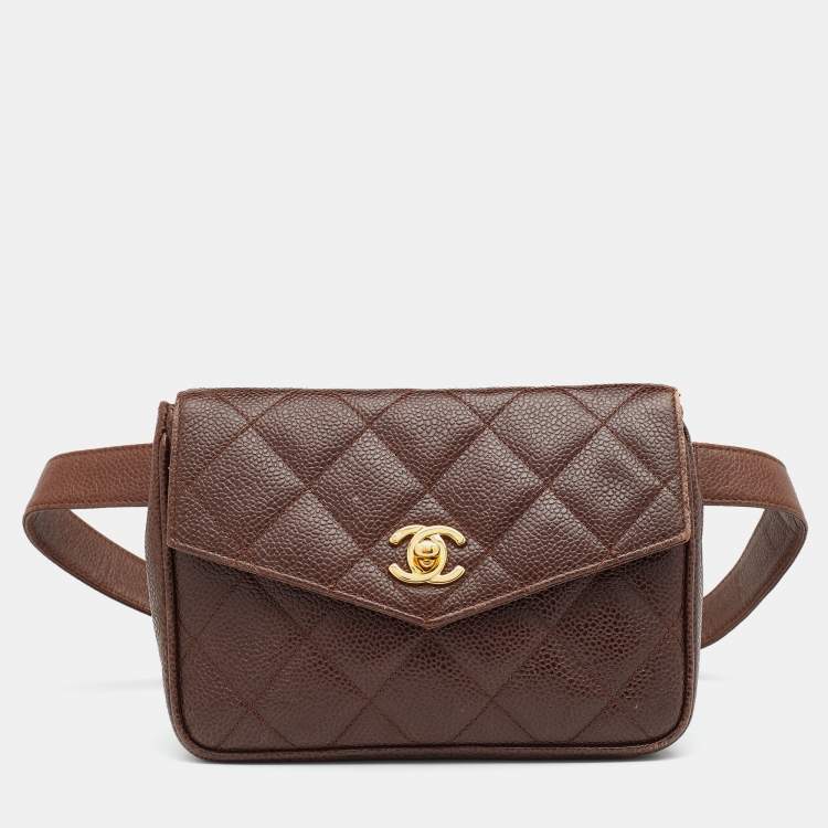 Chanel Brown Quilted Caviar Leather Vintage Belt Bag Chanel | The Luxury  Closet