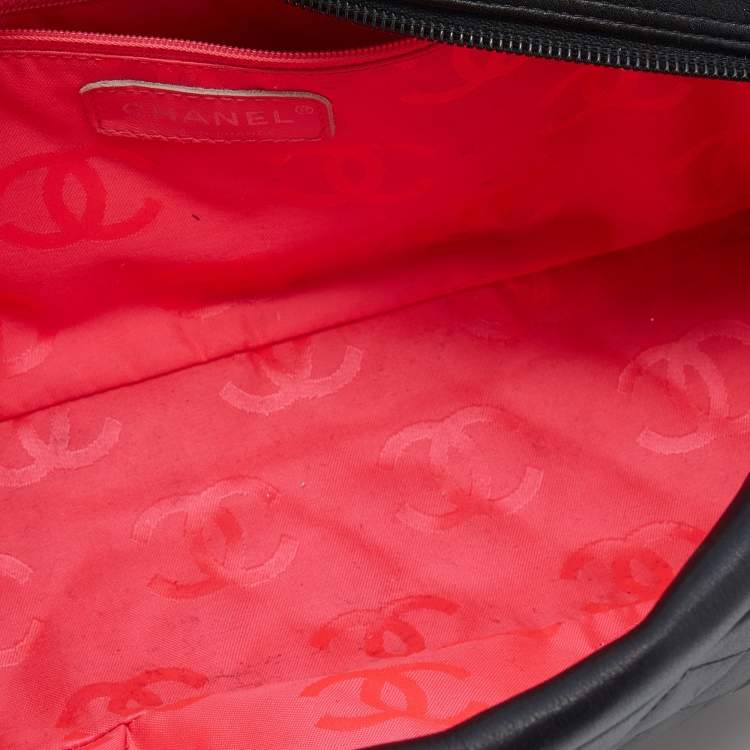Pre Owned Chanel Black/White Quilted Leather Cambon Ligne Bowler Bag