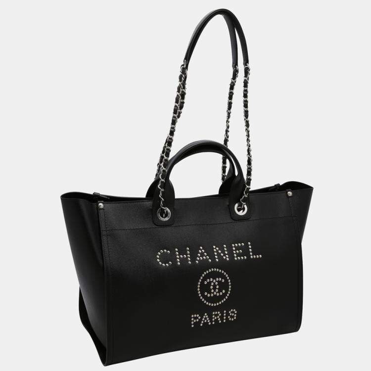 Chanel Black Quilted Caviar Leather Medallion Tote Chanel