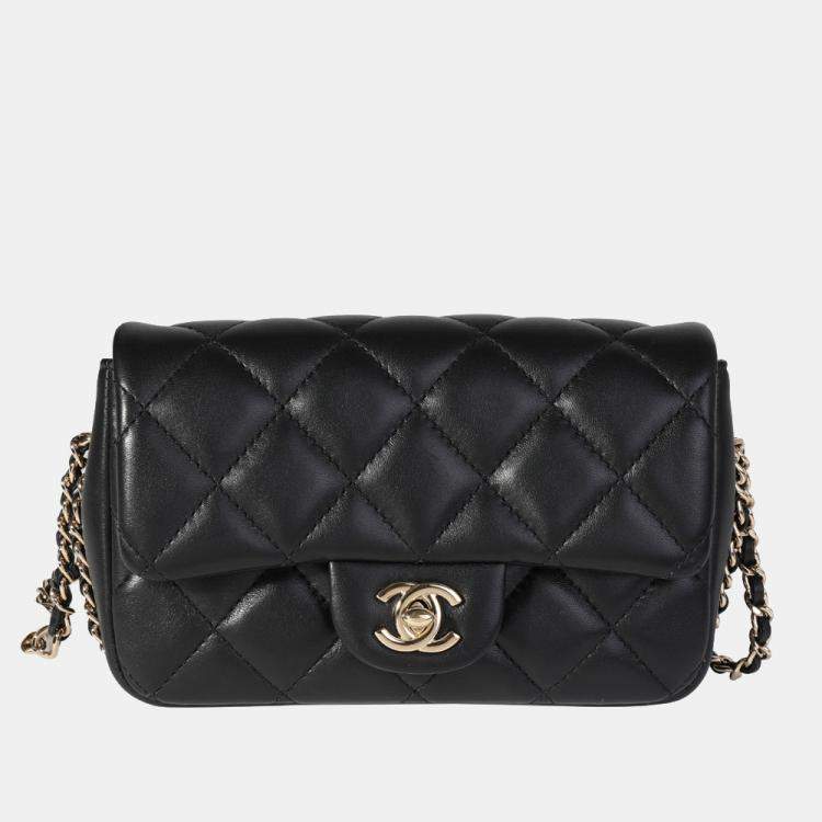 chanel lambskin quilted shoulder bag black