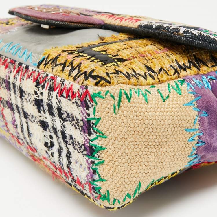 Pre Owned Chanel Multicolor Patchwork Jumbo Classic Single Flap Bag