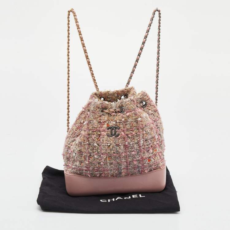 مملوكة مسبقًا Chanel Pink/Multicolor Tweed And Leather Small Gabrielle Backpack