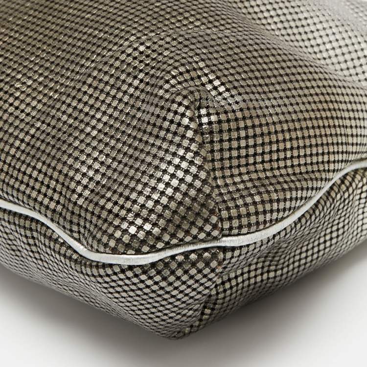 Pre Owned Chanel Ombre Silver Perforated Leather Hollywood CC Hobo