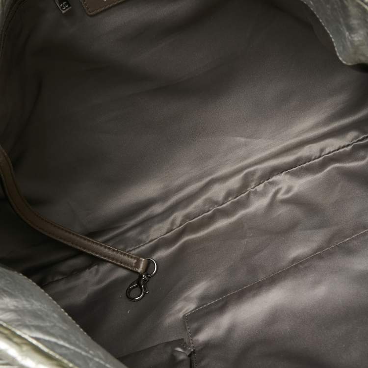 Pre Owned Chanel Ombre Silver Perforated Leather Hollywood CC Hobo