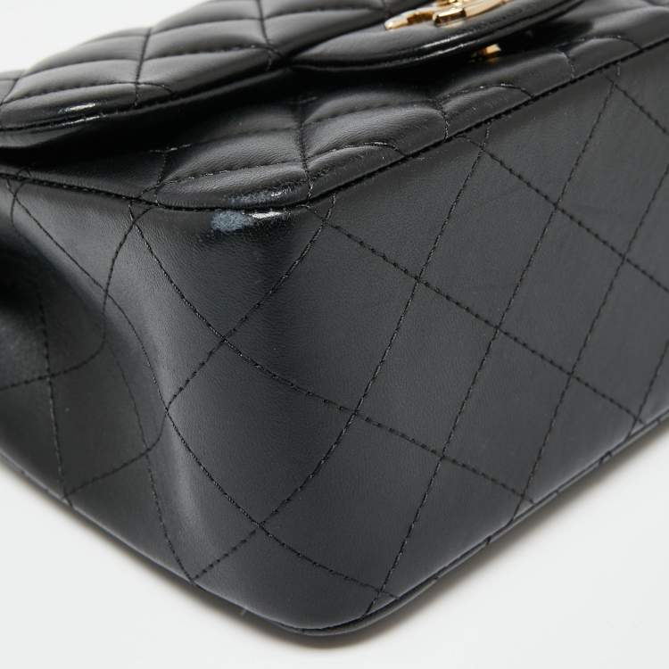 Pre Owned Chanel Black Quilted Leather Mini Square Classic Flap Bag