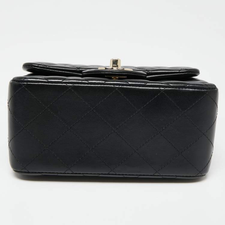 Pre Owned Chanel Black Quilted Leather Mini Square Classic Flap Bag